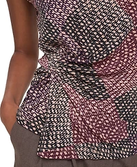 Dkny Women's Mock-Neck Sleeveless Knot-Front Blouse