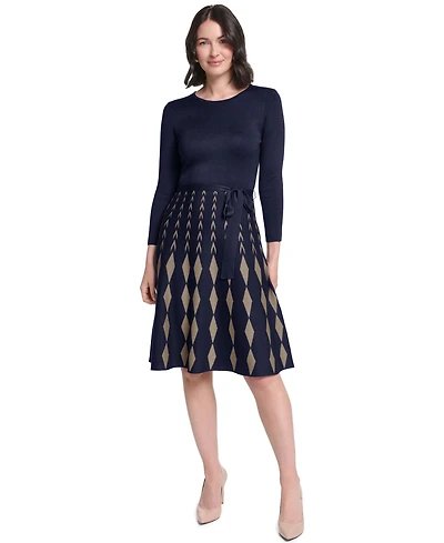 Jessica Howard Women's 3/4 Sleeve Fit & Flare Dress