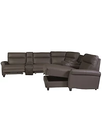 Thandler 6-Piece Leather Chaise Sectional with Power Recliners and Storage Console, Exclusively at Macy's