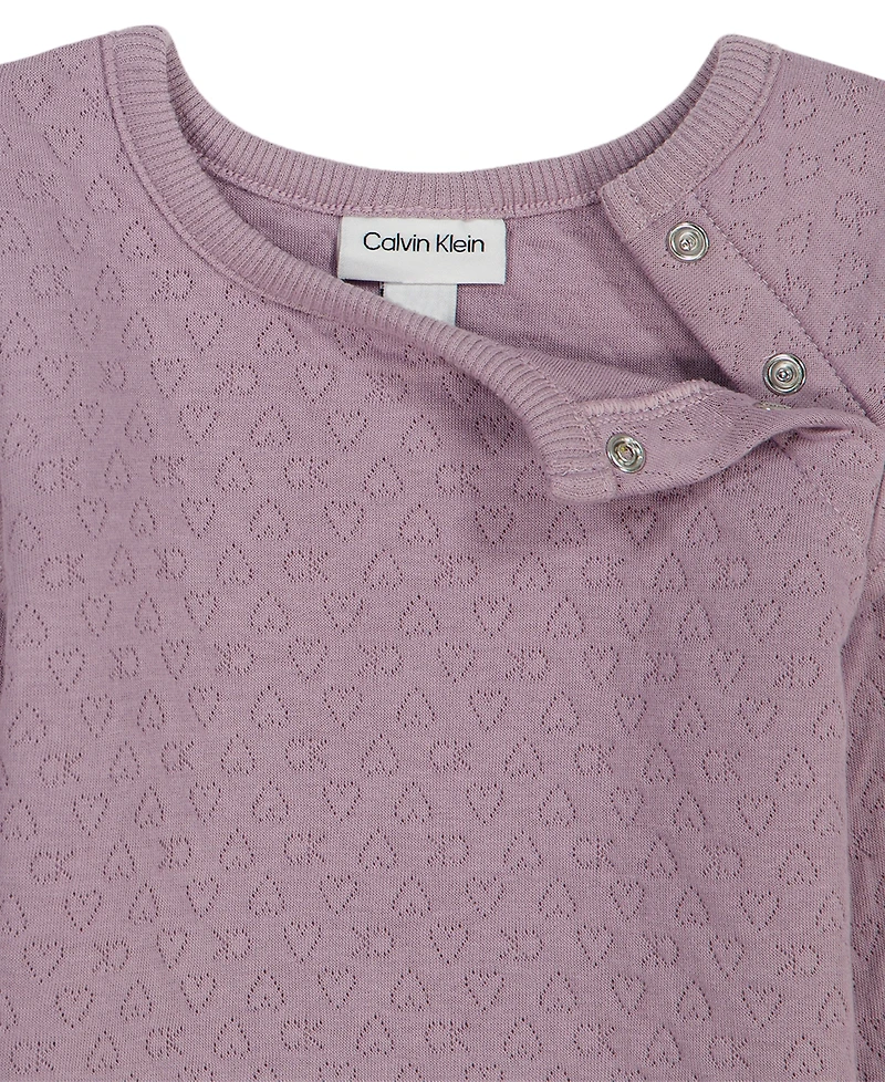 Calvin Klein Baby Girls' Long-Sleeve Quilted Double-Knit Top and Pants, 2-Piece Set
