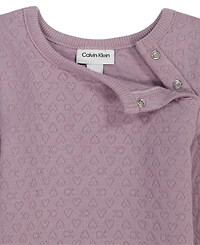 Calvin Klein Baby Girls' Long-Sleeve Quilted Double-Knit Top and Pants, 2-Piece Set