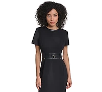 Karl Lagerfeld Paris Women's Scuba-Crepe Short-Sleeve Sheath Dress