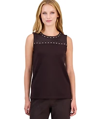 Anne Klein Petite Boat-Neck Sleeveless Knit-Shell Blouse