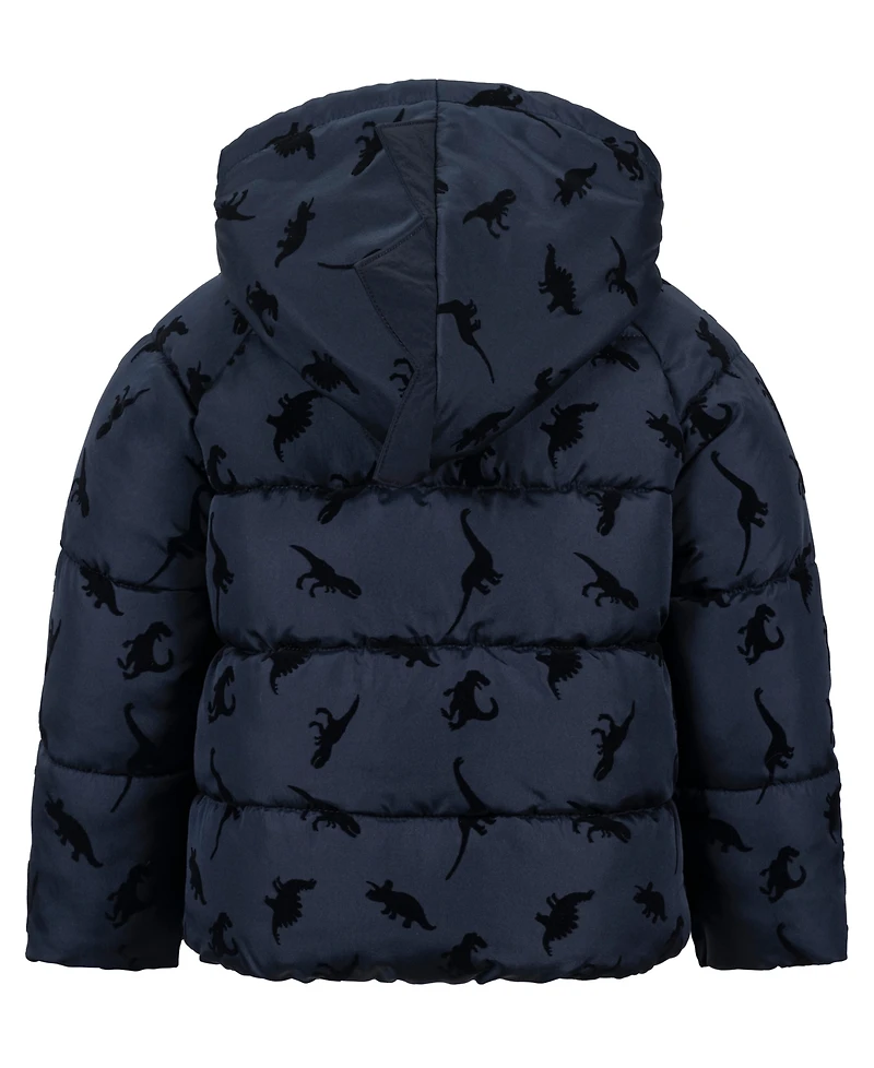 S Rothschild & Co Baby Boys' Dinosaur Flocked Fleece-Lined Puffer Jacket