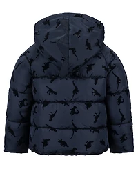 S Rothschild & Co Baby Boys' Dinosaur Flocked Fleece-Lined Puffer Jacket