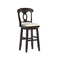 iNSPIRE Q Lea Oval Swivel Bar Stool w/ Beige Linen Seat