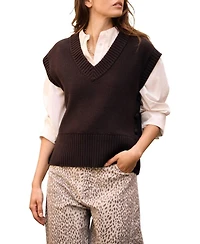 Mint Velvet Women's Sleeveless V-Neck Ribbed Trim Sweater Vest