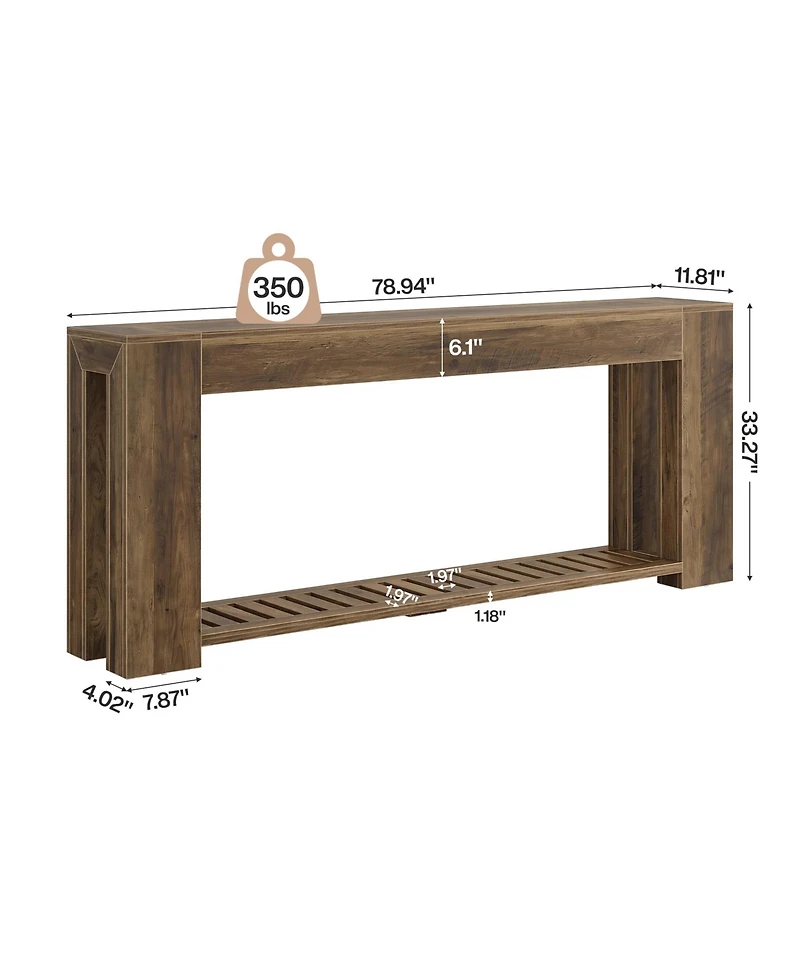Tribesigns Farmhouse Console Table, Rustic Sofa Table with Storage, Industrial Wood Entry Table