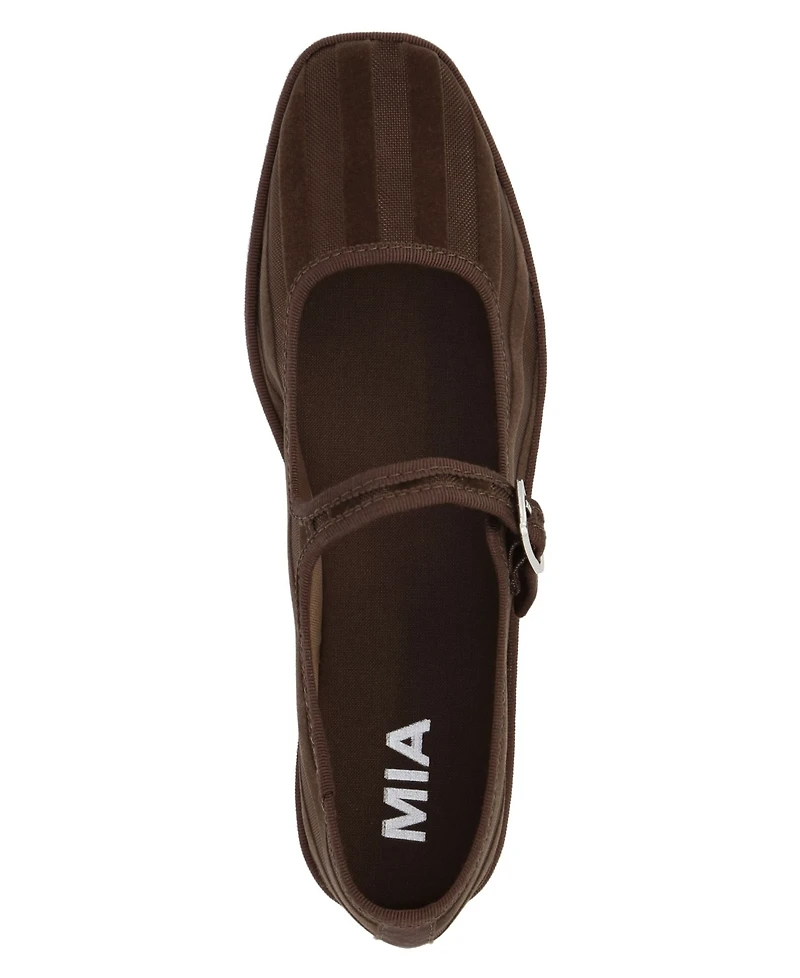 Mia Women's Morocco Striped Mesh Mary Jane Buckle-Strap Ballet Flats