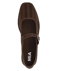 Mia Women's Morocco Striped Mesh Mary Jane Buckle-Strap Ballet Flats