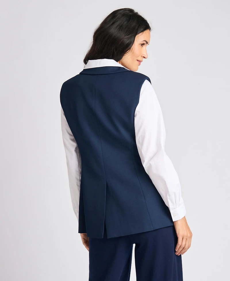 Vince Camuto Women's Twofer Long-Sleeve Collared Work Vest