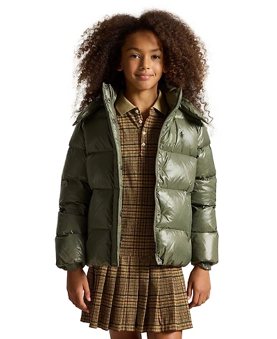 Polo Ralph Lauren Girls' 7-16 Glossy Down Hooded Jacket