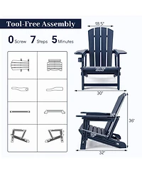 Sugift Hdpe Adirondack Chair with Wood Grain Texture 31 Inches High Back and 550 Pound Capacity