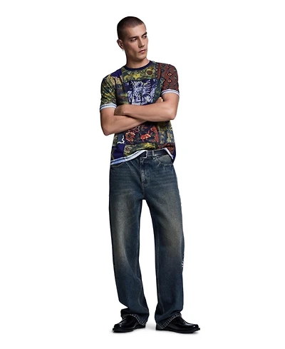 Desigual Men's Straight-Leg Embroidered Denim Jeans