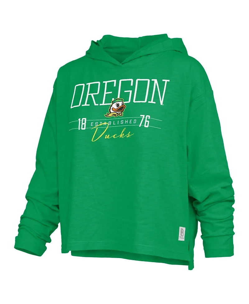 Pressbox Women's Oregon Ducks Castillo Oversized Hooded Slub-Fabric Long-Sleeve T-Shirt