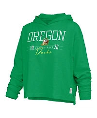 Pressbox Women's Oregon Ducks Castillo Oversized Hooded Slub-Fabric Long-Sleeve T-Shirt