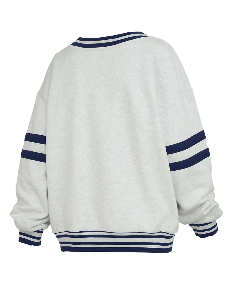 Pressbox Women's Michigan Wolverines Oates V-Neck Tackle Twill Oversized Sweatshirt