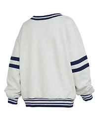 Pressbox Women's Michigan Wolverines Oates V-Neck Tackle Twill Oversized Sweatshirt