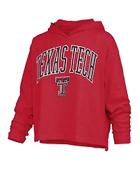 Pressbox Women's Texas Tech Red Raiders Nelson Arch Over Logo Hooded Oversized Slub Long-Sleeve T-Shirt
