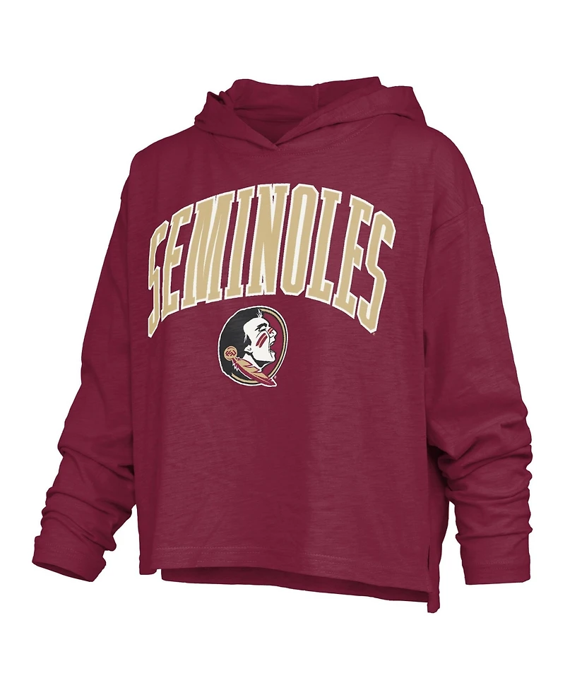Pressbox Women's Florida State Seminoles Nelson Oversized Slub Hooded Long-Sleeve T-Shirt