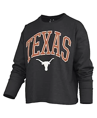 Pressbox Women's Texas Longhorns Motley Boxy Waist-Length Burnout Long-Sleeve T-Shirt