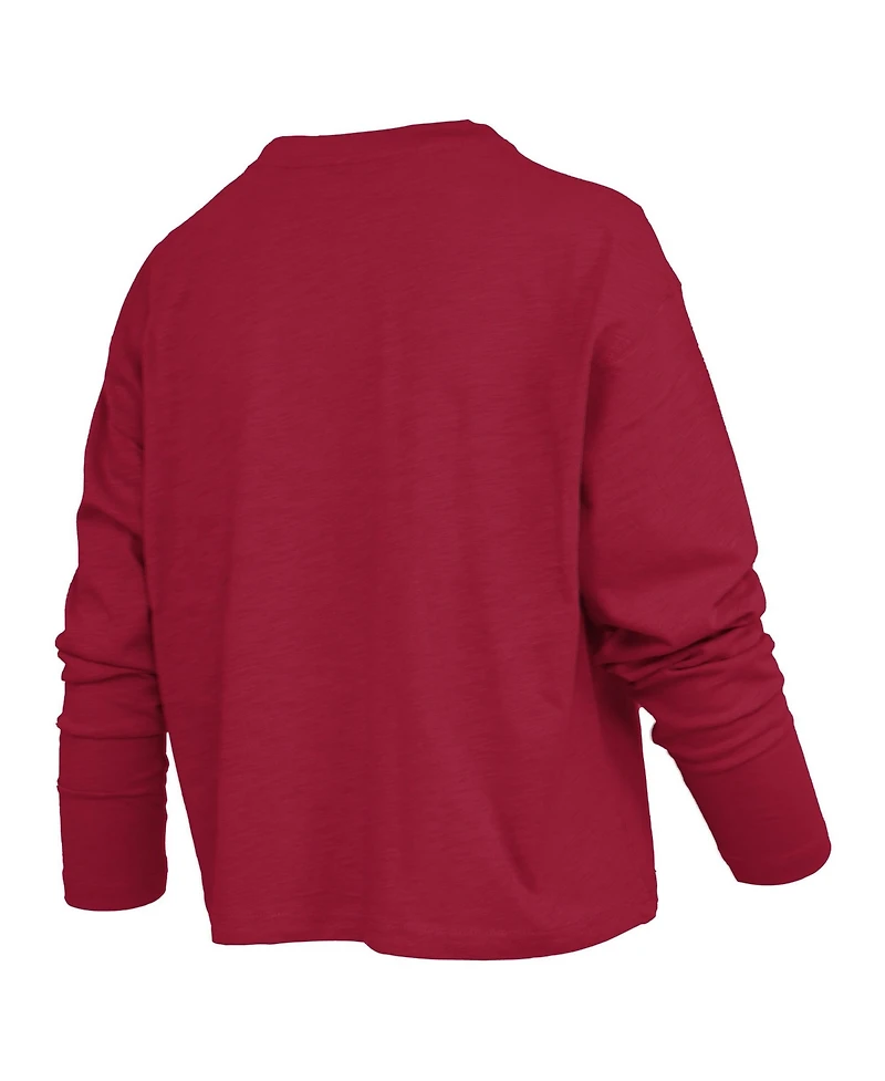 Pressbox Women's Motley Indiana Hoosiers Burnout Crewneck Long-Sleeve T-Shirt