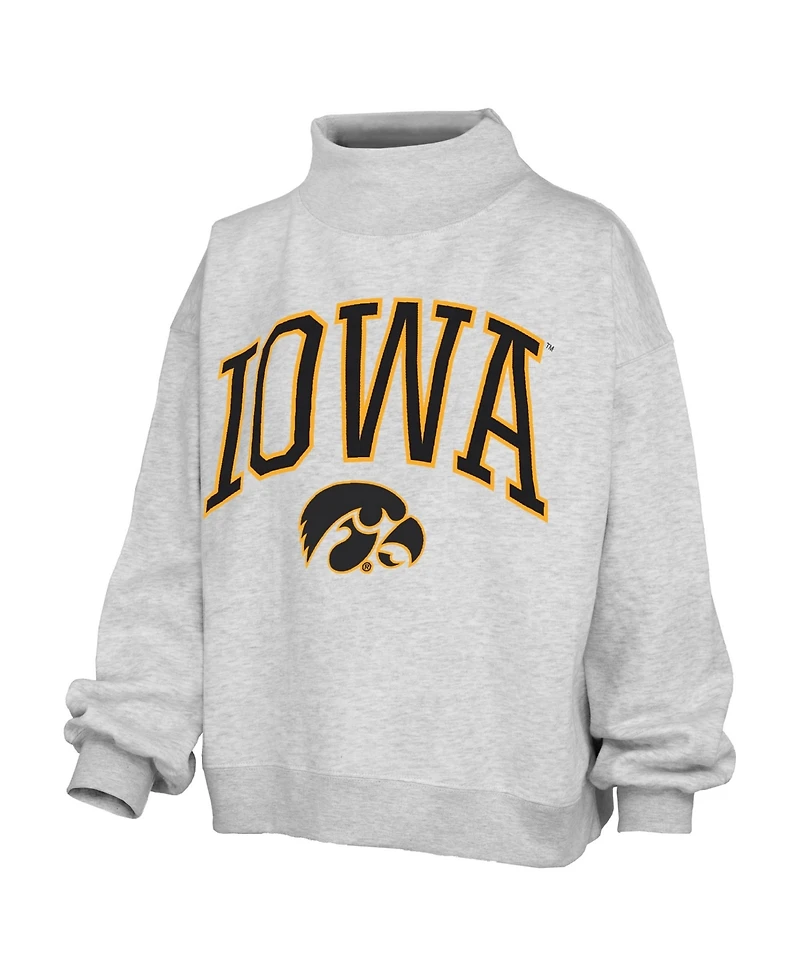 Pressbox Women's Iowa Hawkeyes Nelson Texture Lingo Mock Neck Oversized Fleece Sweatshirt