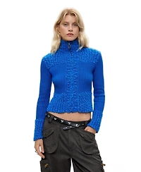 Desigual Women's Long-Sleeve Full-Zip Mock Neck Cardigan