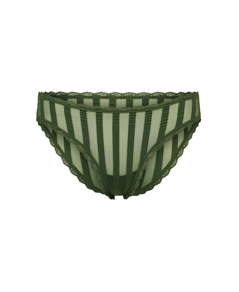 Adore Me Plus Juno Cheeky Striped Mesh Lace Trim Panty
