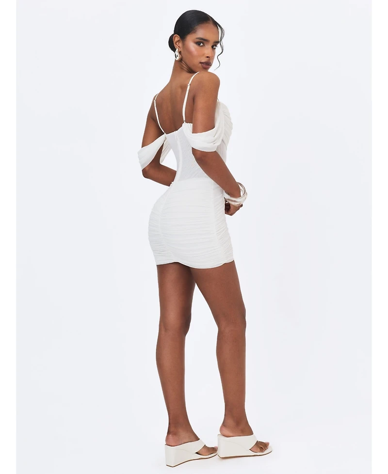 Miss Circle Women's Umnia Off-the-Shoulder Ruched Mini Dress