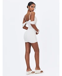 Miss Circle Women's Umnia Off-the-Shoulder Ruched Mini Dress