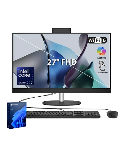 Hp Essential 27-cr2000t 27" Fhd Touchscreen All-in-One with Intel Core Ultra 7 255U, Windows 11 Pro