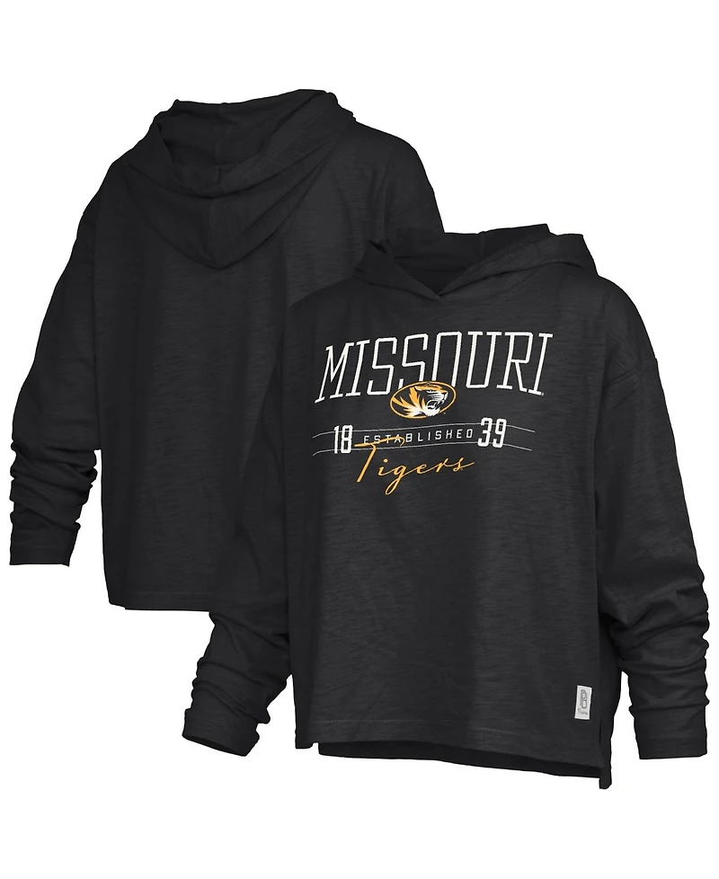 Pressbox Women's Missouri Tigers Oversized Slub-Fabric Hooded Long-Sleeve T-Shirt