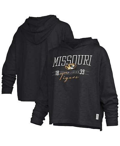 Pressbox Women's Missouri Tigers Oversized Slub-Fabric Hooded Long-Sleeve T-Shirt