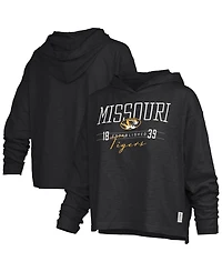 Pressbox Women's Missouri Tigers Oversized Slub-Fabric Hooded Long-Sleeve T-Shirt