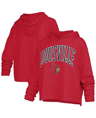 Pressbox Women's Louisville Cardinals Nelson Arch Over Logo Hooded Long Sleeve Oversized-Fit T-Shirt