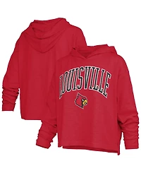 Pressbox Women's Louisville Cardinals Nelson Arch Over Logo Hooded Long Sleeve Oversized-Fit T-Shirt