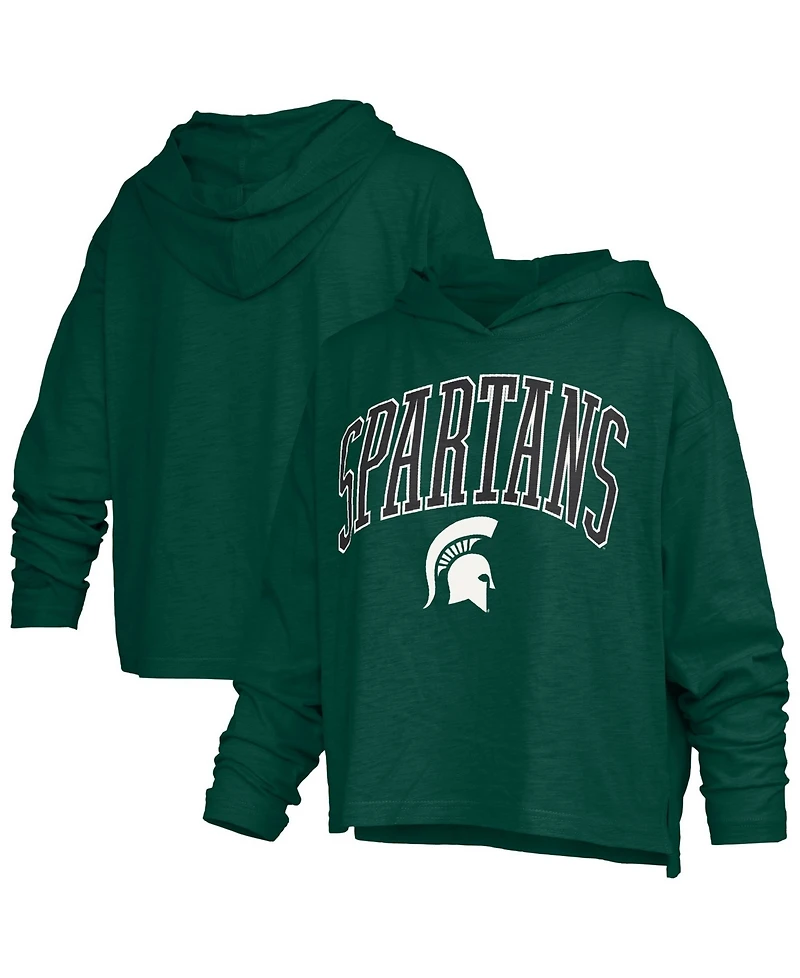 Pressbox Women's Michigan State Spartans Nelson Long-Sleeve Hooded Slub T-Shirt