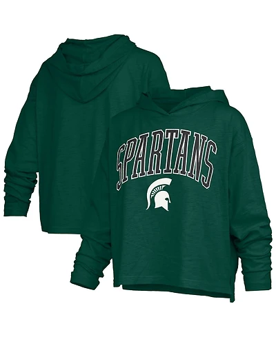 Pressbox Women's Michigan State Spartans Nelson Long-Sleeve Hooded Slub T-Shirt