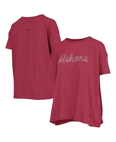Pressbox Women's Oklahoma Sooners Swirl Script Twisted Oversized Crewneck T-Shirt