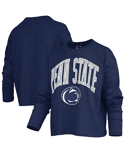 Pressbox Women's Motley Penn State Nittany Lions Burnout Boxy Long-Sleeve Crewneck T-Shirt