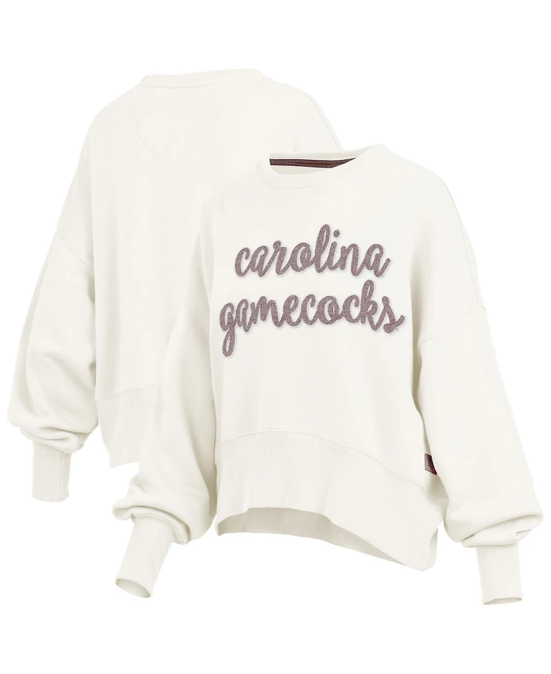 Pressbox Women's South Carolina Gamecocks Chelsea Oversized Chenille Applique Pullover Sweatshirt