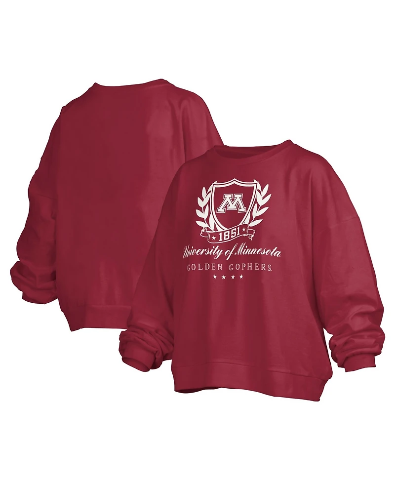 Pressbox Women's Minnesota Golden Gophers Janice Oversized Fleece-Lined Embroidered-Graphic Pullover Sweatshirt