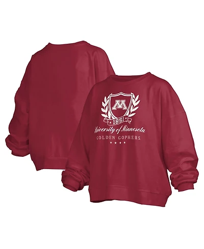 Pressbox Women's Minnesota Golden Gophers Janice Oversized Fleece-Lined Embroidered-Graphic Pullover Sweatshirt
