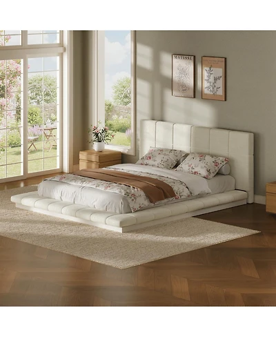 Streamdale Furniture Queen Size Tufted Upholstered Bed Frame with Padded Headboard