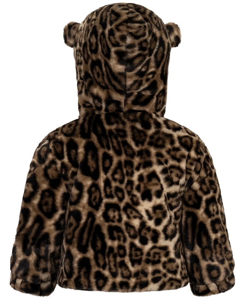 S Rothschild & Co Baby Girls' Reversible Faux Fur Hooded Jacket