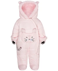 S Rothschild & Co Baby Girls' Embroidered Cat Hooded One-Piece Snowsuit
