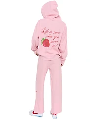 Mayfair Juniors' Life Is Sweet Pull-On Graphic Wide-Leg Sweatpants