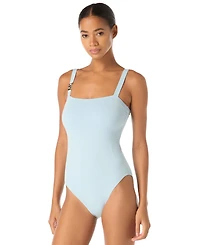 Michael Kors Women's Square Neck Adjustable Straps One-Piece Swimsuit