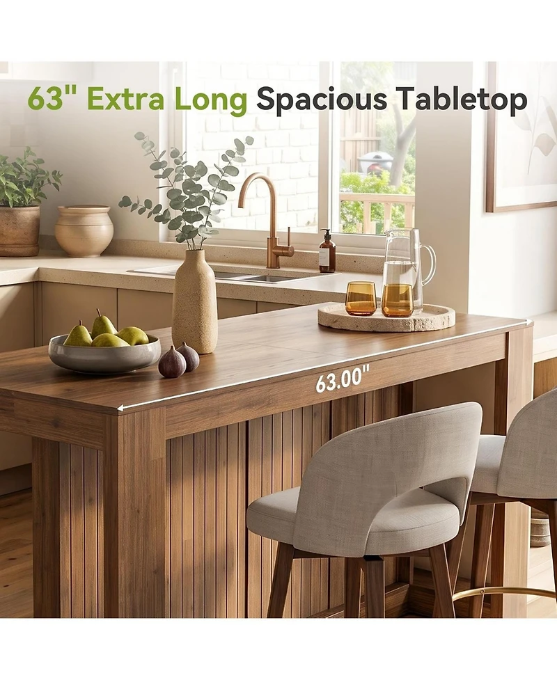 Tribesigns Industrial Bar Table for 4-6, Rectangle Counter Height Pub Table